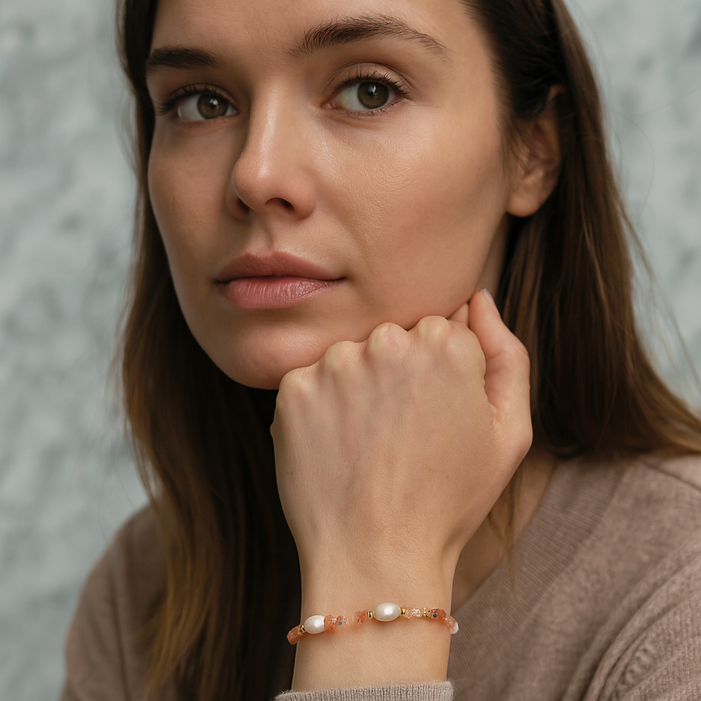 Danutė | Rozā kvarca pērļu rokassprādze