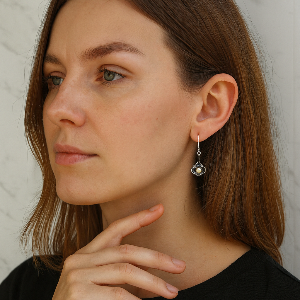Alina - Boho zelta auskari ar pērlēm